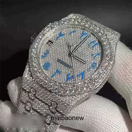 Iced Out Watch Diamond 3TXM VVS Moissanit Herrenuhr Automatik Sier Diamonds Pass TT Hochwertiges ETA-Uhrwerk 904L Edelstahl Iced Out Saphiruhr YFZQL