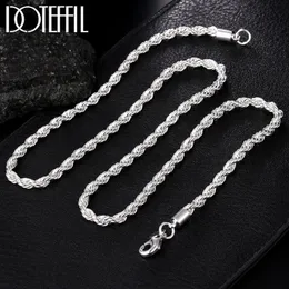 925 Sterling Silver Ed Rope Chain Necklace 16 18 20 22 24 inch 4mm for Women Man Fashion Charm Jewelry2634