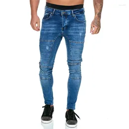 Herr jeans 2023 ungdom cool cyklist skarv tätt smal passform blyerts denim byxor man fyra säsonger dagliga sport casual byxor