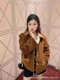 Women's Jackets Designer Brand Winter Lantern Core Plush Combination Leather Jacket Cotton Coat Bird Song Flower Fragrance Print Double Sided Wearable