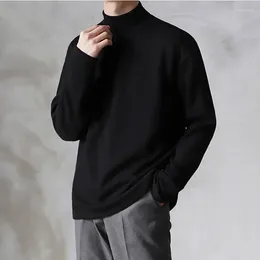 Suéteres para hombres Corea Primavera Otoño Invierno Sólido Casual Felpa Cuello alto Suelto Fondo Doble Cara Terciopelo Suéter Simple Cálido BigSize