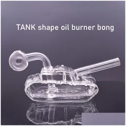 Smoking Pipes Mini Tank Glass Oil Burner Water Rig Small Bongs Hookahs Downstem Filter Bubbler Ash Catcher Dab With 14Mm Male Oi Drop Dhccv
