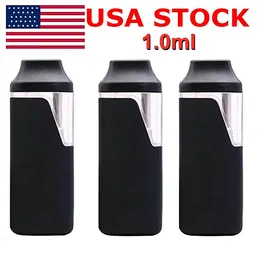 USA Stock 1.0 ml engångsvapspenna 280mAh Uppladdningsbar batteri svart tomma förångare enheter Lokal 2-5 dagars leverans 200 st/partilogotyp välkomnar