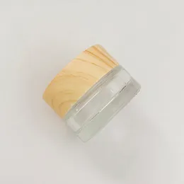 Maquiagem 5.0ml garrafa de madeira grão dab jar antiaderente recipiente de vidro de cera erva seca concentrado creme de ervas recipientes de óleo grosso caixa cosmética