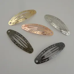 Barrettes à cheveux 20 pièces 2.5 cm * 8.0 cm filigrane fleur métal ovale Snap pince à cheveux femmes pinces à cheveux épingle bijoux de cheveux argent doré gunmetal épingle à cheveux latérale 231204