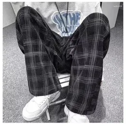 Pantaloni da uomo Plaid coreano Casual per uomo Sciolto Alla moda Autunno Taglie forti Stagione Stile lungo Ins Design di nicchia e versatile Y2k