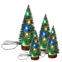 ديكورات عيد الميلاد 30/25/20/15 سم مصباح LED الإبرة الصنوبر شجرة Mini Christmas Tree لنوافذ سطح المكتب ديكور منزل ديكور العام الجديد Kids Treel231117