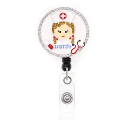 귀여운 키 반지 간호사 Crystal Rhinestone Medical Badge Reel Doctor ID Holder hecoration 207l에 대한 수감 가능