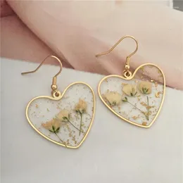 Cuelga los pendientes de la lámpara de la vendimia flor seca geométrica para las mujeres chica BOHO resina gota Brincos moda tortuga joyería colgante Mi255g