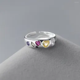 Anéis de Cluster FoYuan Japão Coréia do Sul Produto I Colorido Diamante Irregular Amor Anel Multi Color Pedra Índice Dedo