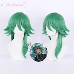 Party Supplies Heartsteel Ezreal Wig Game Cosplay Men Green Hair Heat Resistant Halloween Free Cap