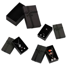 32pcs Jewelry Box 8x5cm Black Necklace for Ring Gift Paper Jewellery Packaging Bracelet Earring Display with Sponge 210713275v