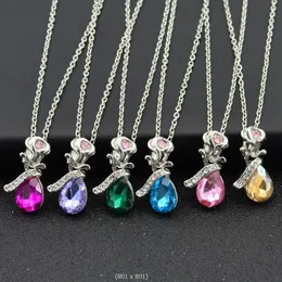 Burst fashion Gold Silver full diamond rose angel tears drip necklace female short section (with chain) mix order