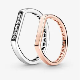 علامة تجارية جديدة 925 Sterling Silver Barkling Bar Ring Ring for Women Wedding Rings Modern Jewelry260U
