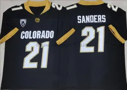 Travis Hunter Colorado Buffaloes Fußballtrikot genäht 2 Shedeur Sanders 21 Shilo Sanders Colorado 100. Jubiläums-Patch Herren-Trikots S-3XL schwarz