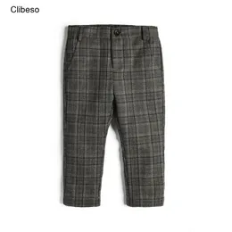 Trousers Children Trousers for Boys Autumn Winter Cotton Party Plaid Casual Long Pants For 3-12 Years Kids Clothing Sport Pant 231204