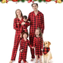 Família combinando roupas xadrez pai mãe crianças bebê pijamas conjuntos papai mamãe e me natal pjs roupas natal 231204