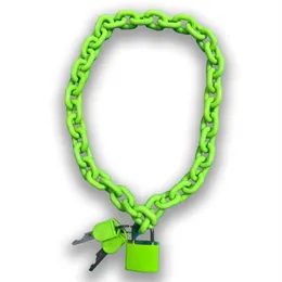 Chains FishSheep Rock Punk Acrylic Chain Lock Pendant Necklace For Women Men Chic Neon Chunky Long 2022 Fashion JewelryChains213W