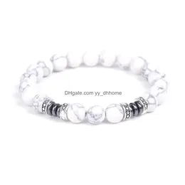 Beaded 8Mm Natural Stone Lava Tiger Eye Howlite Hematite Beads Bracelet For Women Men Buddha Energy Yoga Jewelry Drop Delivery Bracel Dh1Ik