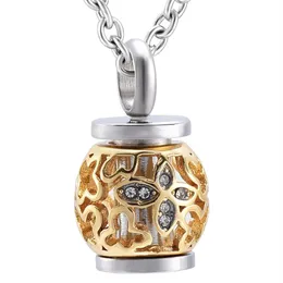 Cremation memorial ashes urn keepsake Special design crystal lantern stainless steel pendant necklace jewelry for women237C