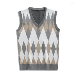 Men's Vests 2023 Autumn V-neck Tank Top Vest Knitted Shirt Horse Clip Sweater