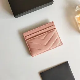 Titular de la tarjeta de diseñador Titular de la tarjeta de crédito Cartera de mujer Bolso acolchado Mini bolso Cartera rosa Caviar Cuero Pickup Clip Clutch Bag3029