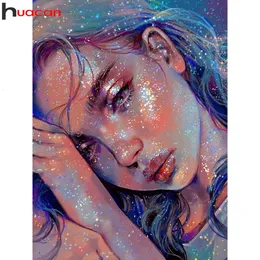 Diamantmålning Huacan Diy Girl Fantasy Full Squareound Mosaic broderi kvinna porträtt heminredning 231205