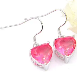 Dangle & Chandelier Luckyshine 6 Pairs 925 Sier Pink Heart Bi Colored Tourmaline For Women Hooks Earrings Jewelry New Holiday Gift Dro Dhi85