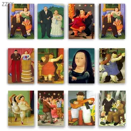 Fernando Botero Famous Canvas Oil Målning Fat Par Dancing Affisch and Print Wall Art Bild för Livin Room Home Decoration213s