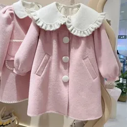 Coat 1-9 års småbarn barn ulljackor för flickor långärmad utkläder spädbarn barn faller buton överrock 2 3 4 5 6 7 231204