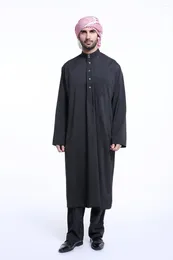 Etnik Giyim Eid Kaftan Erkekler Suudi Müslüman Elbise 2 Parçası Abaya Pant Seti Thoub Thoub Thobe Resmi Dishdasha Jubah Kaftan İslam Orta Doğu