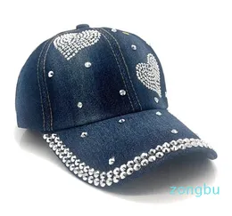 Ball Caps Hoge kwaliteit Cool Denim Baseball Cap Strass Hip Hop Verstelbare Snapback Hoed Gorra voor dames