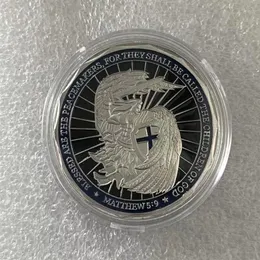 5 pz / lotto Saint NICHAEL Forze dell'ordine Sfida Moneta regalo Dio benedica la polizia Preghiera Moneta commemorativa placcata argento cx258U