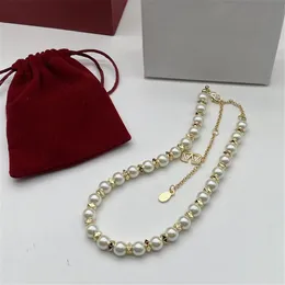 New Fashionable Pearl Necklaces Brand Ladies Gold Necklaces Designers Jewelry Women Party Chain Necklaces With Letter190b