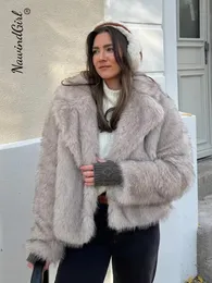 Futra kobiet faux fur manteau en fausse fousse a Manches longoes pour femmes col Colore streetwear chaud vetements d'Epterieur de lukse pour 231205