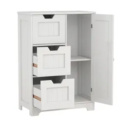 Bathroom Sinks White freestanding storage cabinet for bathroom and living room one door with three drawers 231204