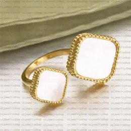 Mode klassischer vierblättriger Kleeblatt-Ring Designer-Schmuck Perlmutt 18 Karat vergoldet Schmetterlingsringe Damen und Mädchen Valentine3364