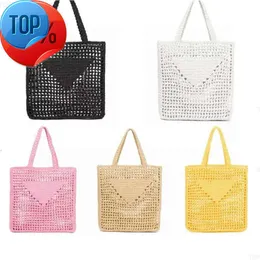 Luxus-Tasche Designer-Taschen Marken Hohlbuchstaben Raffia Stroh Tote Mode Kartenhalter Papier gewebt Frauen Umhängetaschen Sommer Strand Geldbörse Sacoch