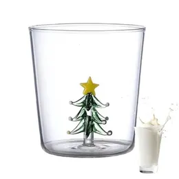 ワイングラスクリスマスツリーガラスカップかわいいウォーターティーワイン再利用可能な飲み物のハイホウケイ酸ナマキスのためのホームデコレーション231205
