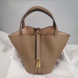 Designer Picotin Lock Bag Lederhandtasche im neuen Stil für Mutter mittleren Alters, einfacher und modischer Eimer, Gemüsekorb mit großer Kapazität, Damentasche L69H