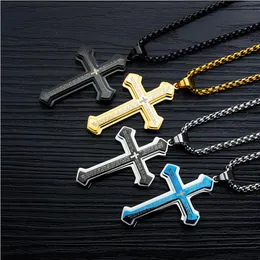 Collier Vintage Double Hip Hop croix pour hommes, pendentif de haute qualité, chaîne O dorée, en titane et acier, bijoux 2266