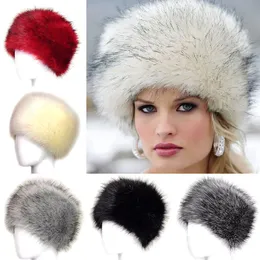 Trapper Hats Russian Hat for Women Faux Fur Hat Winter Female Outdoor Warm Beanie Fluffy Hat Snow Bucket Cap 5 Colors Ushanka Fashion 231204