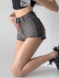 Calças de brim femininas cintura alta denim curto culotte verão fino 2023 sexy na moda internet celebridade magro olhando caber um botão shorts moda