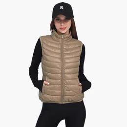 Chalecos de mujer Santelon Mujeres Invierno Ligero Cálido Resistente al agua Packable Puffer Chaleco con bolsillos Sin mangas Collar Abrigos Abrigos Outerwear 231204