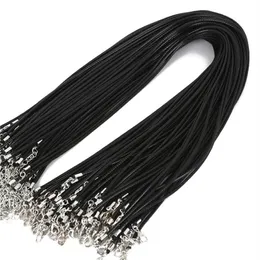 Colares Pingente 100 Pçs / Lote Bulk 1-2mm Black Wax Couro Snake Cord String Corda Extensor de Fio Cadeia para Fazer Jóias Todo 221e