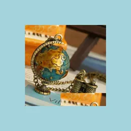 Hänge halsband hängar vintage globe jorden teleskop tellurion emalj lång kedja halsband droppleverans smycken dhxjl