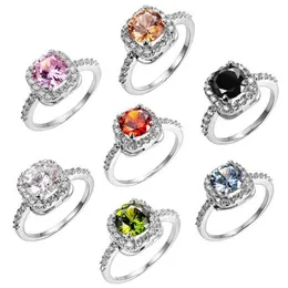 Size 5-10 Fashion Jewelry 925 Sterling Silver Round Cut Multi Gemstones Topaz CZ Diamond Party Women Wedding Engagement Band Ring 260I