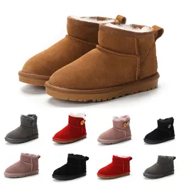 UG G Kinderstiefel über dem Knie, klassischer Mini-Schneestiefel für Kinder, Winter, Schleife, volles Fell, flauschig, pelzig, Satin, Knöchel, Vorschule, Enfant, Kind, Kleinkind, Mädchen, Junge, Tod