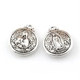 25st. Antik Silver Virgin Mary Charm Pendants för smycken som gör armbandhalsband Fynd 21x24mm A-4812717