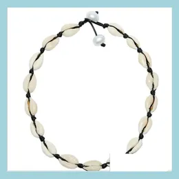 Natürliche Shell-Choker-Halsketten Mode Europäische handgemachte Knoten Schwarz Weiß Draht Peal Drehmoment Halskette Schmuck für Frauen Verkauf Dro Dhwbm
